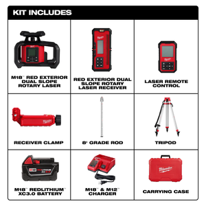 Nivel láser rotativo Milwaukee 3704-21T kit de 9 piezas