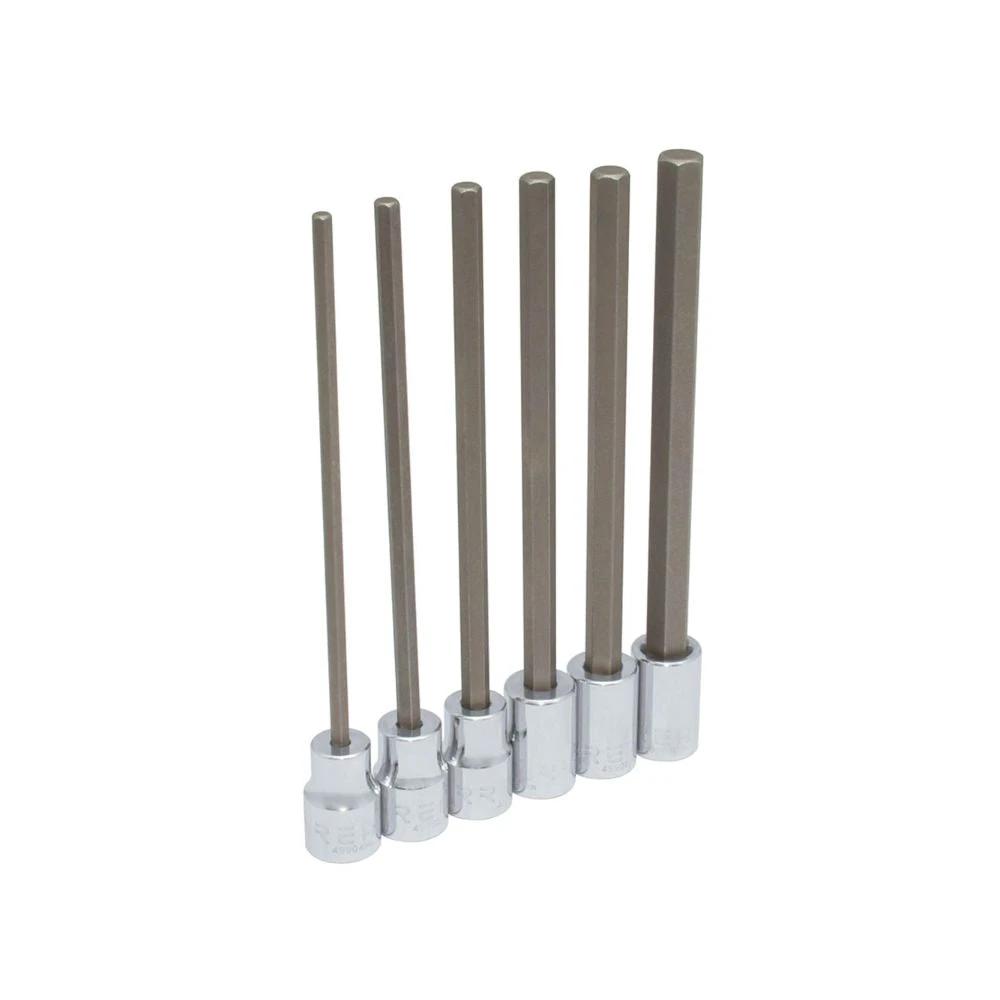 Dados punta hexagonal extra larga cuadro 3/8", 6 puntas, métricos, 6pzs Urrea 4990SML