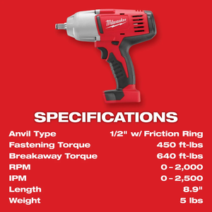 Llave de Impacto Inalambrica de 1/2 Milwaukee 2663-20