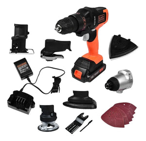 Taladro Inalambrico MAX MATRIX 6 pzas Intercambiables BLACK AND DECKER MTX20K6A-B3