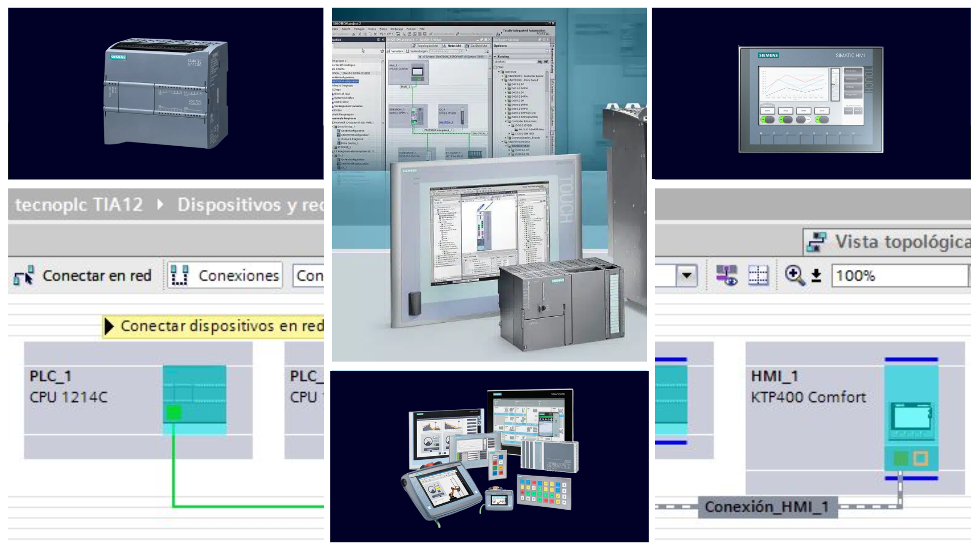 Diagrama de conexión entre un panel HMI y un PLC Siemens utilizando TIA Portal