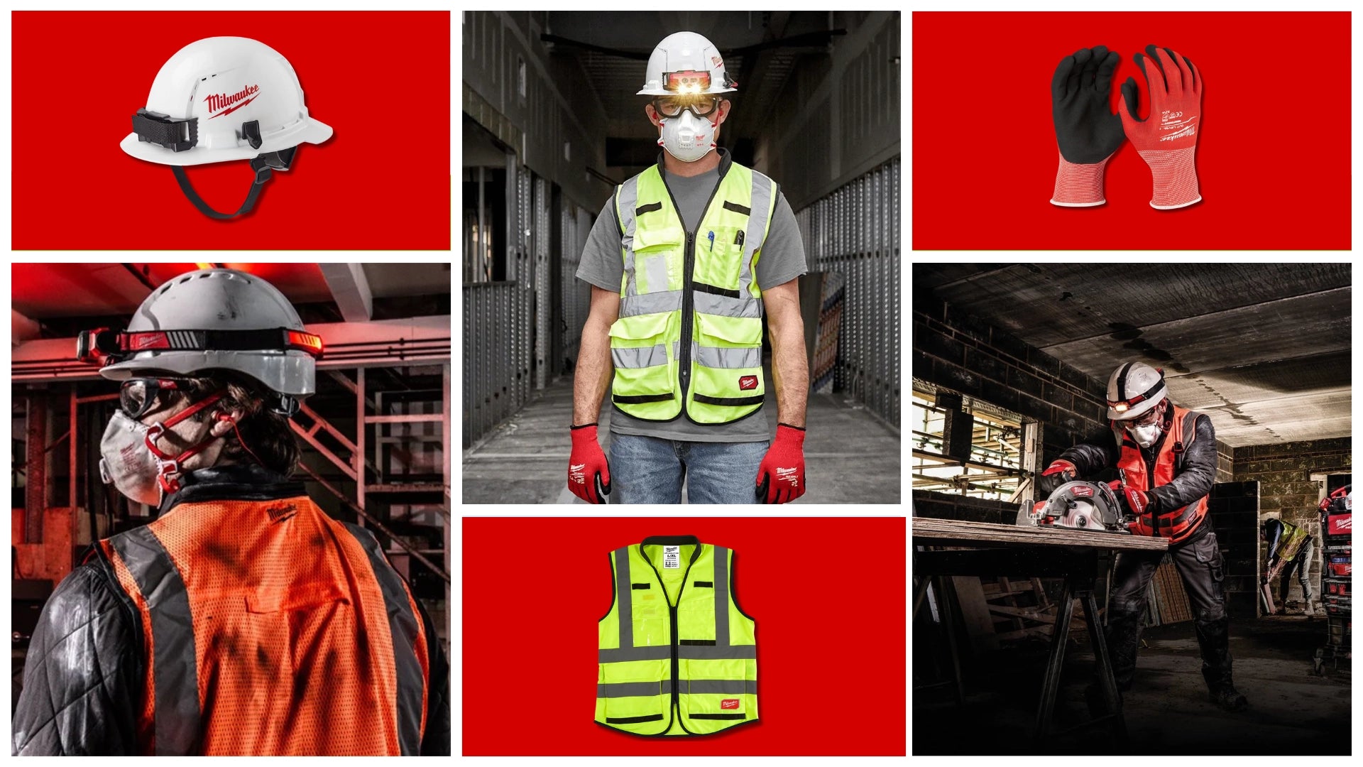 Equipos de protección Industrial Milwaukee guantes cascos chalecos