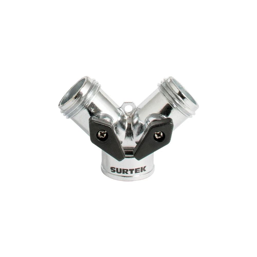 Adaptador para manguera de riego en "Y" cromado 11 x7 cm Surtek 130333