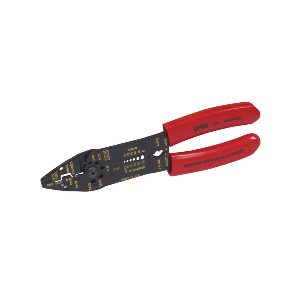 Pinza pelacable con mango air cushion 10-22 AWG de 8-3/4" poncha terminales Urrea 299