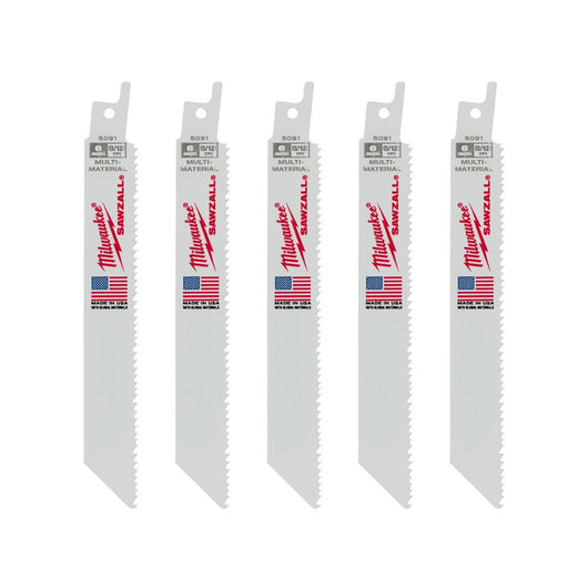 Hojas Sawzall® de 6" 8/12 TPI 5pzs Milwaukee 48-00-5091