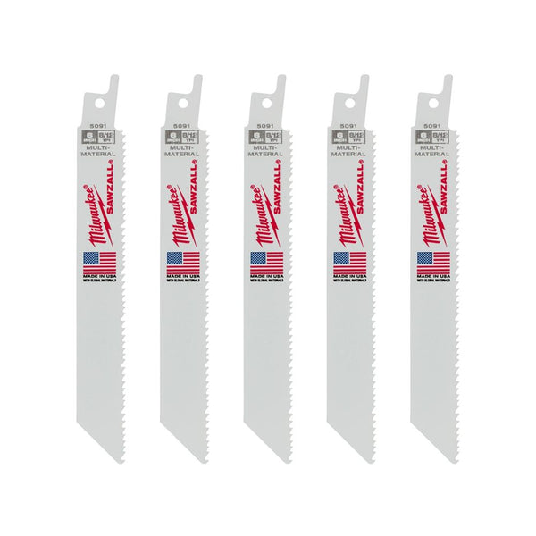 Hojas Sawzall® de 6" 8/12 TPI 5pzs Milwaukee 48-00-5091