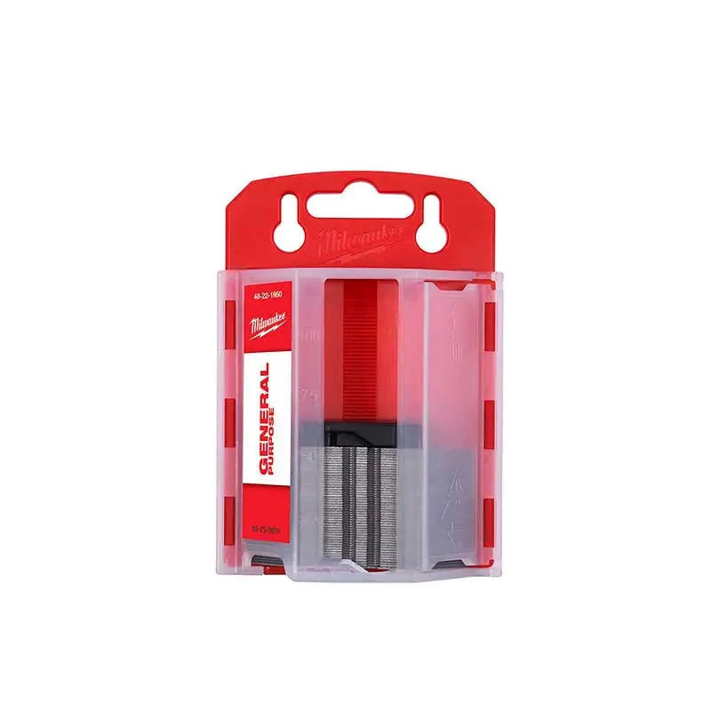 Navajas plegables Milwaukee 48-22-1504 con estuche transparente rojo y kit de repuestos