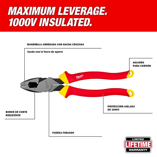 Pinza Universal Aislamiento 1000V Milwaukee 48-22-2209 9pul