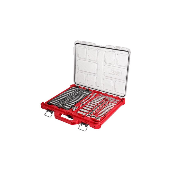 Juego 106pzs de trinquete y dados métricos, SAE 1/4" y 3/8" PACKOUT Milwaukee 48-22-9486