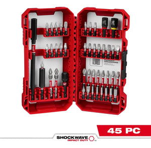 Juego de brocas de acero Milwaukee 48-32-4023, 45 piezas, estuche rojo resistente, uso profesional de alto rendimiento