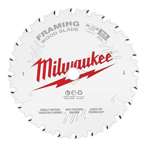 Hoja de sierra circular para enmarcar 6-1/2" 24T Milwaukee 48-40-0620