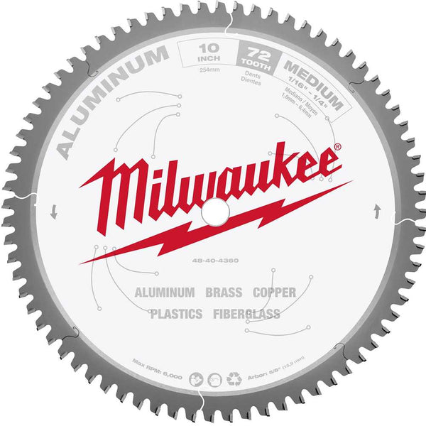 Disco de sierra circular para cortar aluminio de 10" Milwaukee 48-40-4360