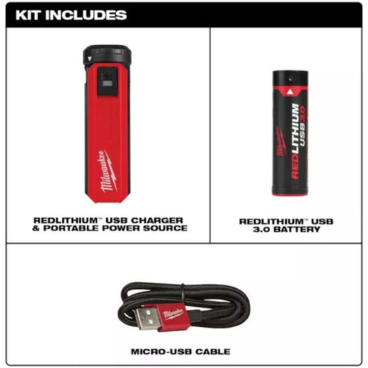 Kit de fuente de energía portátil y cargador USB REDLITHIUM