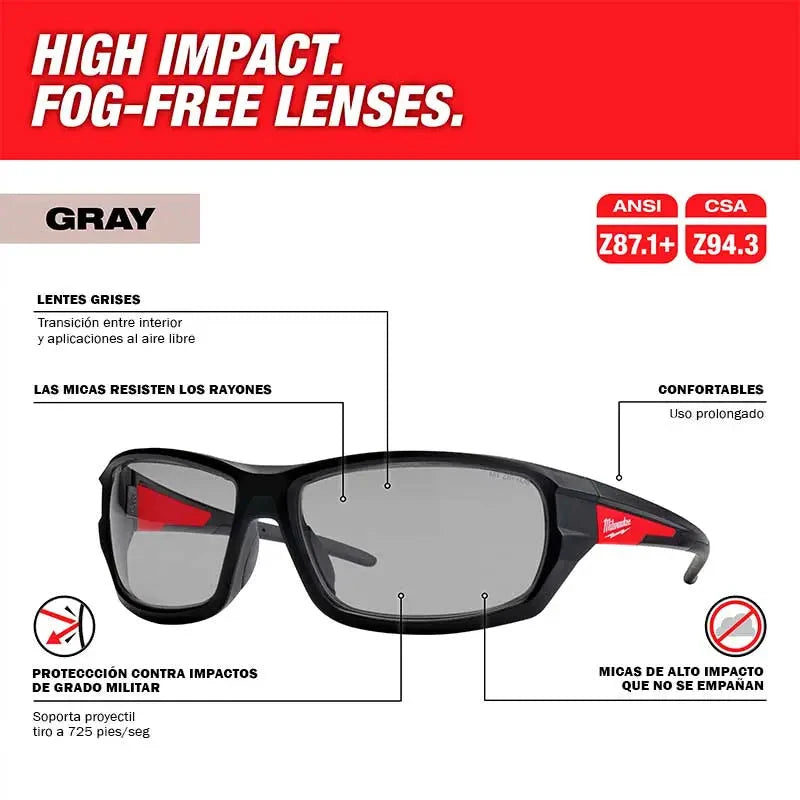 Milwaukee Lentes de seguridad gris antipaño 48-73-2125