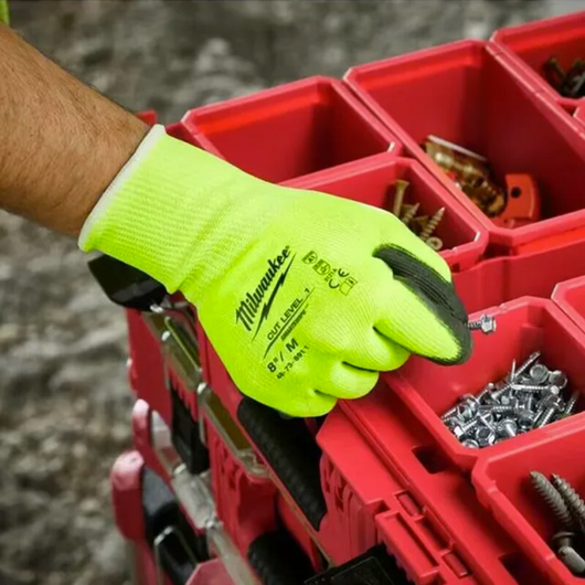 Guantes de poliuretano de nvl 3 de alta visibilidad Talla XL Milwaukee 48-73-8913
