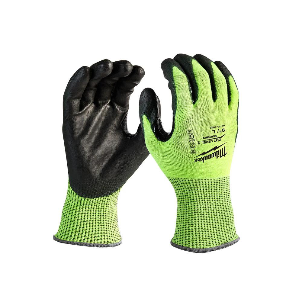 Guantes de poliuretano nvl 4 de corte de alta visibilidad Talla L Milwaukee 48-73-8942