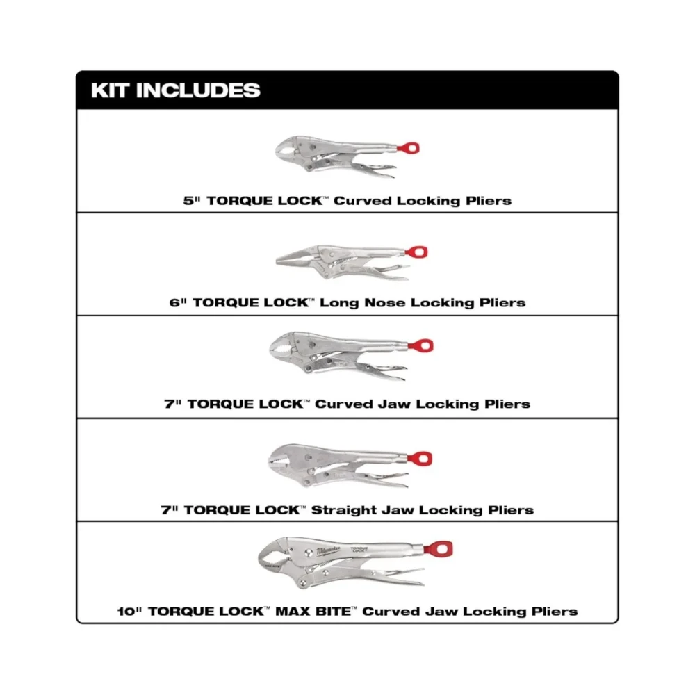 Pinzas de presión kit de 5 piezas Milwaukee 48-22-3695