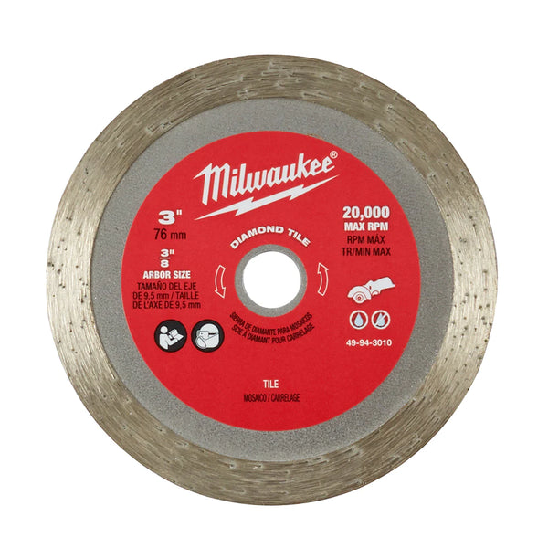 Hoja de diamante para azulejos de 3" Milwaukee 49-94-3010