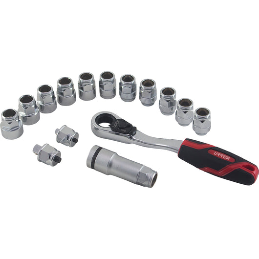 Juego de dados y accesorios cuadro de 1/2" Go-Through combinado, 15 piezas Urrea 5401GT