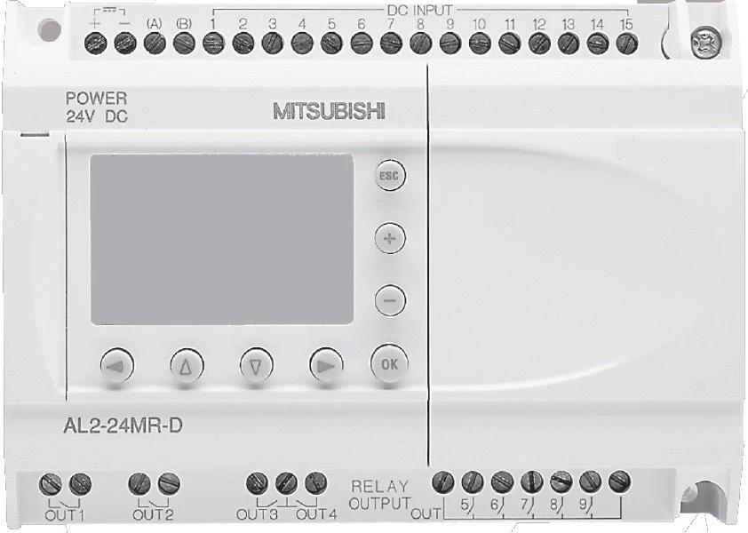 Microcontrolador CC 24 V; 15 entradas CC 24 V; 9 salidas rele Mitsubishi AL2-24MR-D