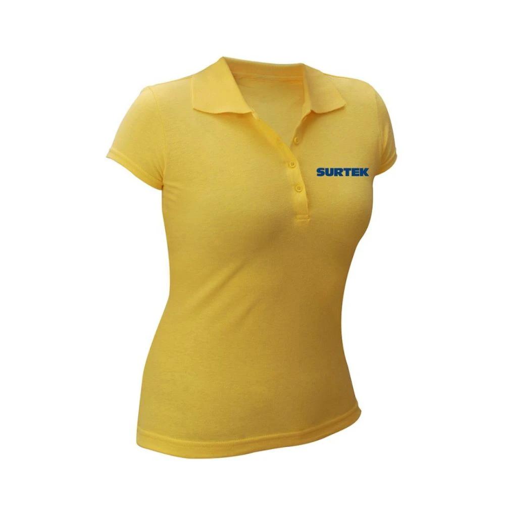 Playera de polo para dama talla M color amarillo Surtek SPODAM