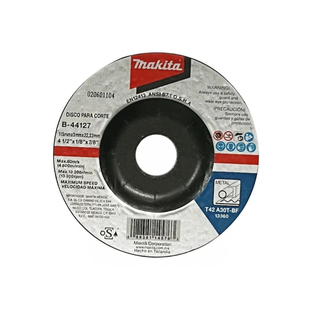 Disco de corte y desbaste metal 4-1/2"x3mmx7/8" Makita B-44127