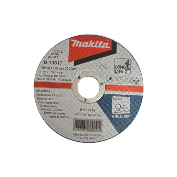 Disco de corte delgado metal 4-1/2"x1.6mmx7/8" Makita B-13817