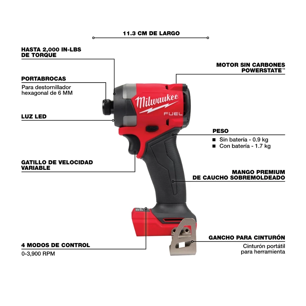 Atornillador de impacto hexagonal M18 FUEL de 1/4" Milwaukee 2953-20