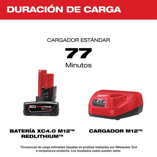 Juego de bateria M12 REDLITHIUM XC 4.0 con capacidad extendida Milwaukee 48-11-2440