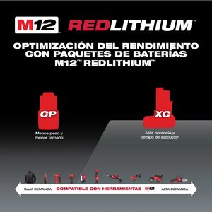 Baterí­a M12™ REDLITHIUM™ XC6.0 Milwaukee 48-11-2460