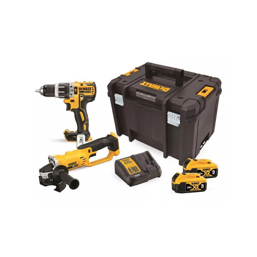 Kit de Taladro Percutor Inalámbrico de 1/2" y Esmeriladora de 20V MAX DeWalt DCK209P2T-B3