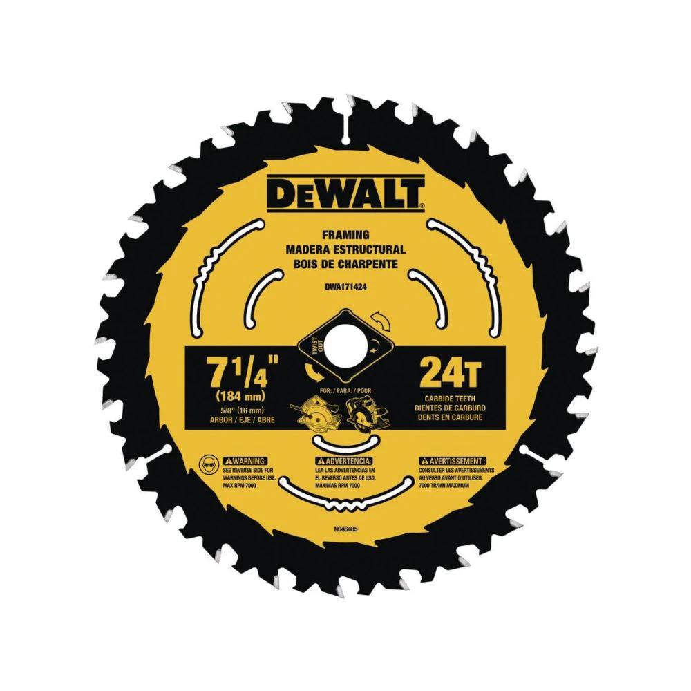 Disco Corte Madera 7-1/4 X 5/8 X 24d DeWalt DWA171424