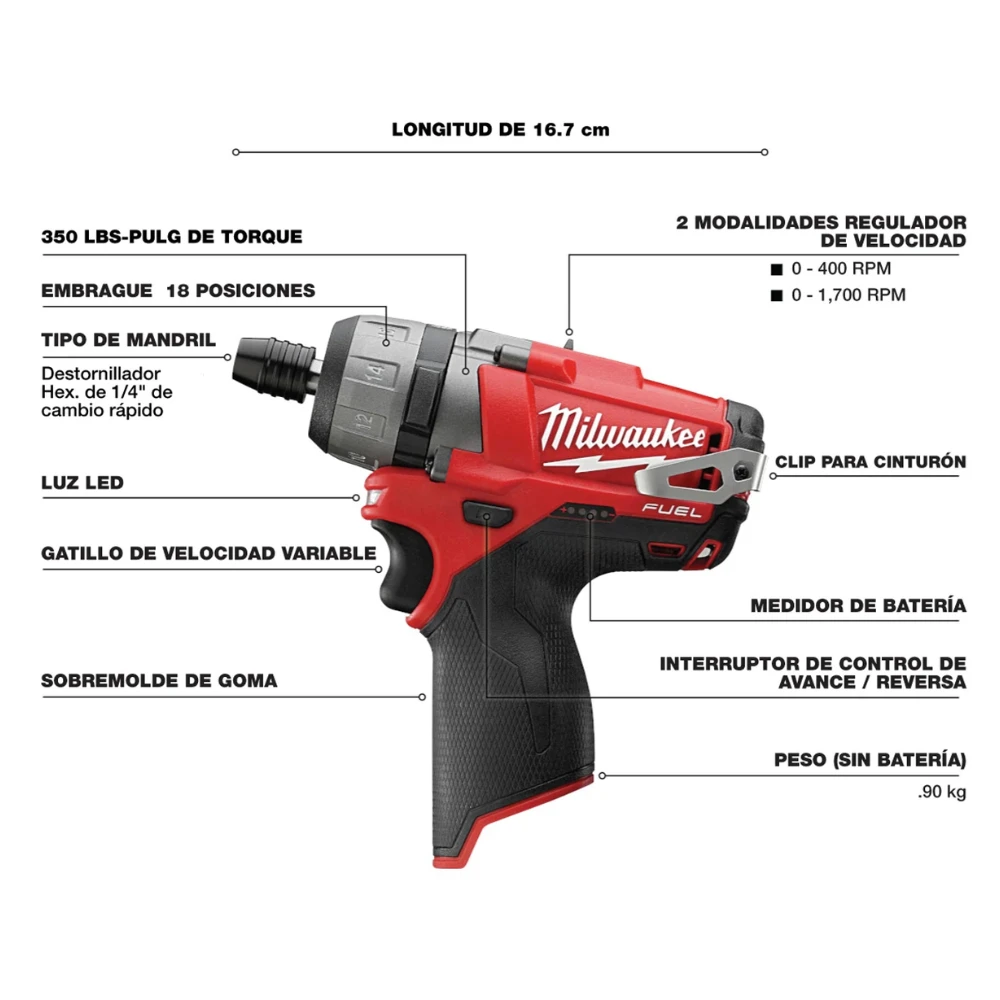 Destornillador Brushless de 2 velocidades Milwaukee M12 Fuel 2402-20