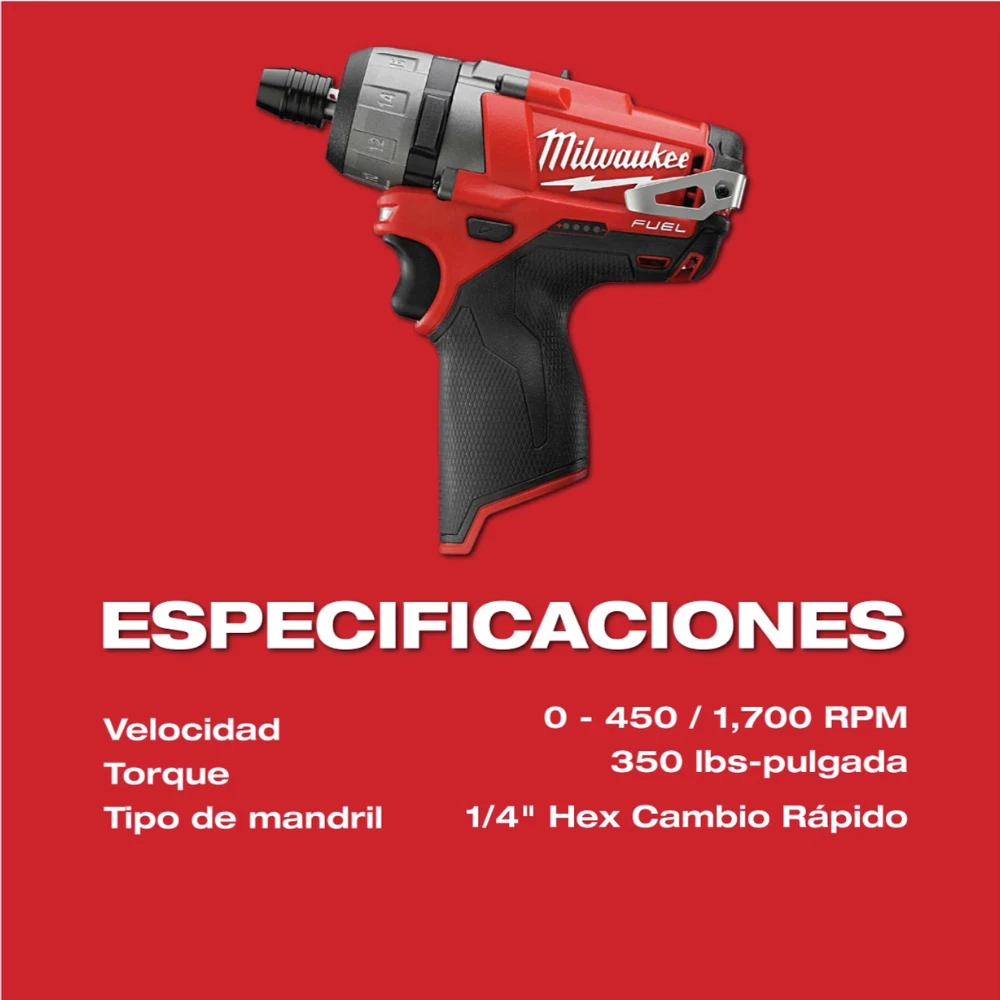 Destornillador hexagonal M12 FUEL 1/4" y 2 velocidades (Sin accesorios) Milwaukee 2402-20