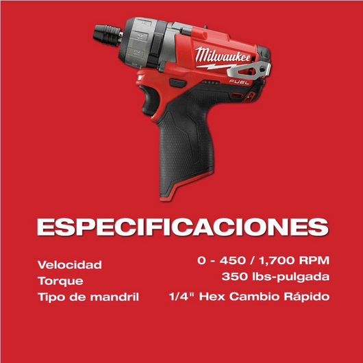 Destornillador hexagonal M12 FUEL 1/4" y 2 velocidades (Sin accesorios) Milwaukee 2402-20