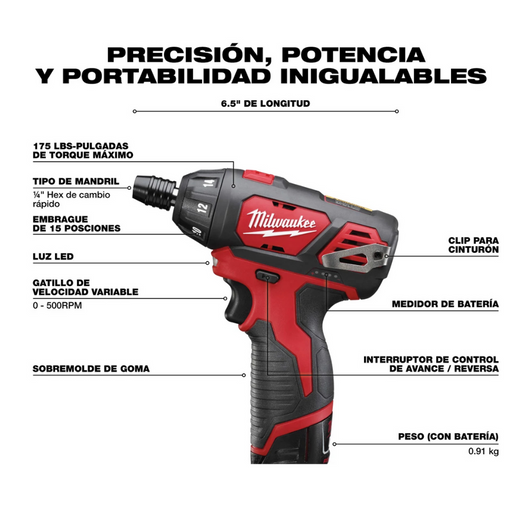 Destornillador hexagonal M12 Milwaukee 2401-20