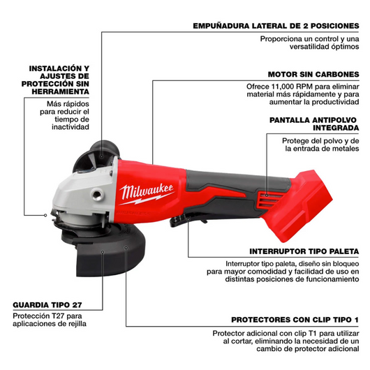 Esmeril m18 brushless de disco 4 1/2 milwaukee® M18™ de corte 4-1/2 a 5 pulgadas 2686-20