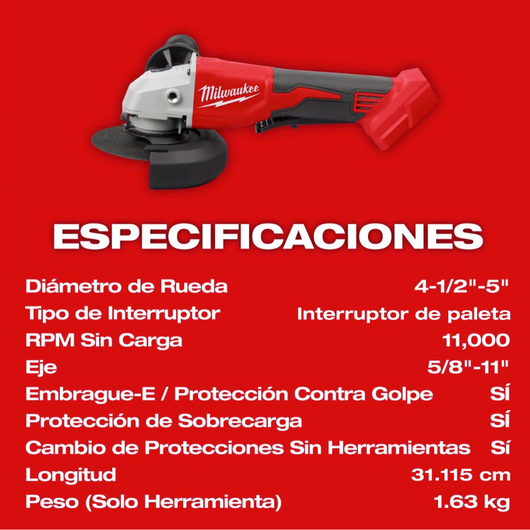 Esmeril m18 brushless de disco 4 1/2 milwaukee® M18™ de corte 4-1/2 a 5 pulgadas 2686-20