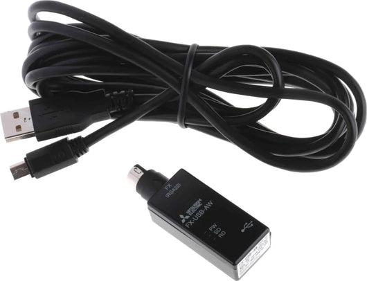 Conversor USB a FX RS422, incluye cable USB y CD-ROM con driver Mitsubishi FX-USB-AW