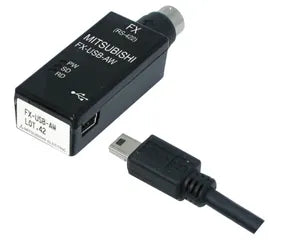 Conversor USB a FX RS422, incluye cable USB y CD-ROM con driver Mitsubishi FX-USB-AW