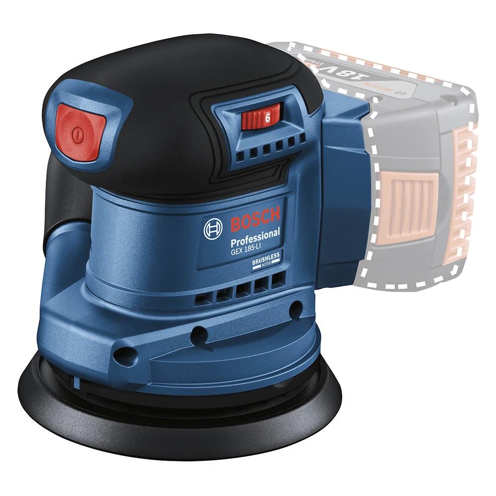 Lijadora roto orbital inalámbrica Bosch GEX 185-LI, 18V SB Brushless