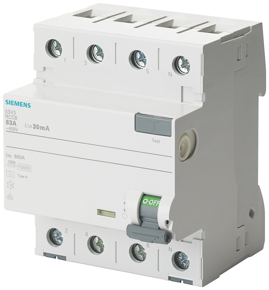 interruptor diferencial Siemens 5SV3344-6 vista del producto