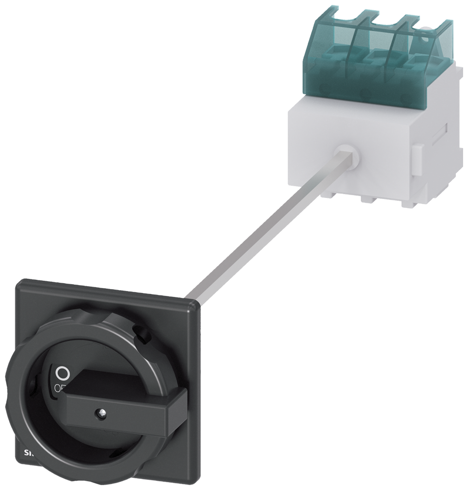 Distribución Siemens 3LD2514-0TK51 con cuerpo blanco y bloque de terminales traslúcido verde