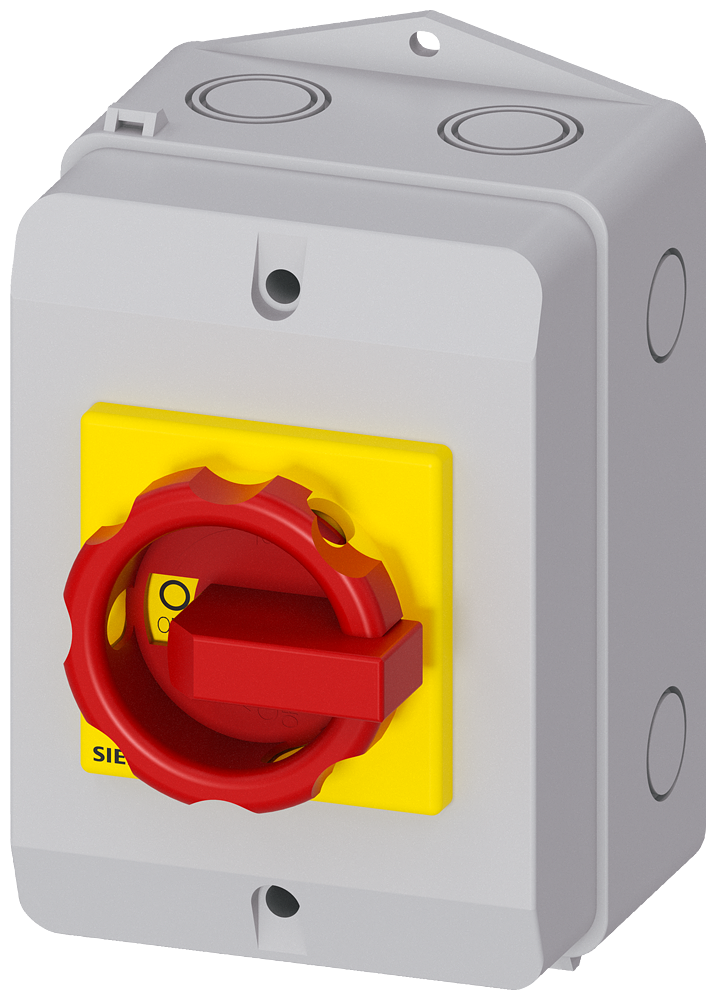Distribución Siemens 3LD2064-1GP53 interruptor rojo en marco amarillo