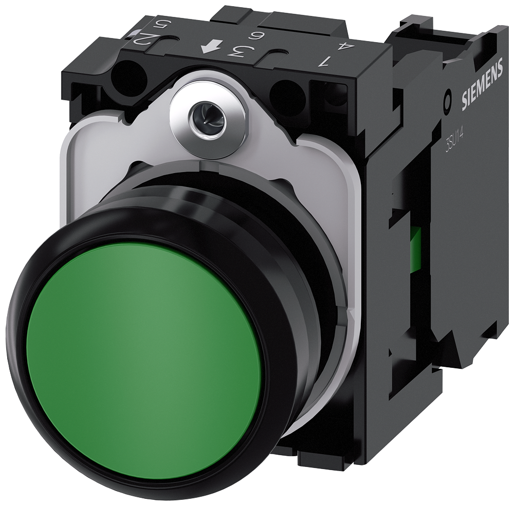 Pulsador Siemens 3SU1100-0AB40-1BA0 verde 22 mm