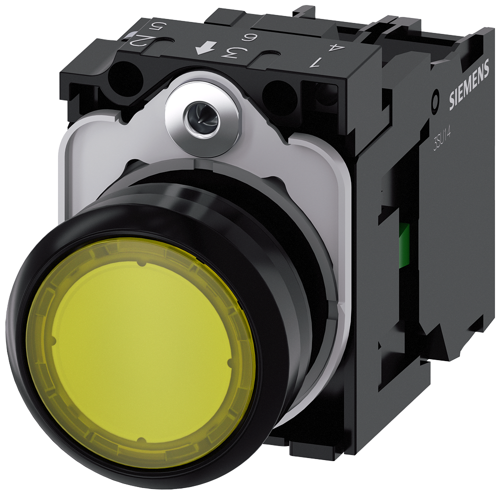 Pulsador luminoso Siemens 3SU1106-0AB30-1BA0 22 mm LED integrado 230 V