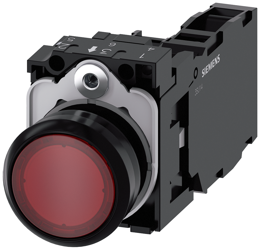 Pulsador luminoso Siemens 3SU1102-0AB20-1FA0 LED integrado rojo 22 mm para panel industrial