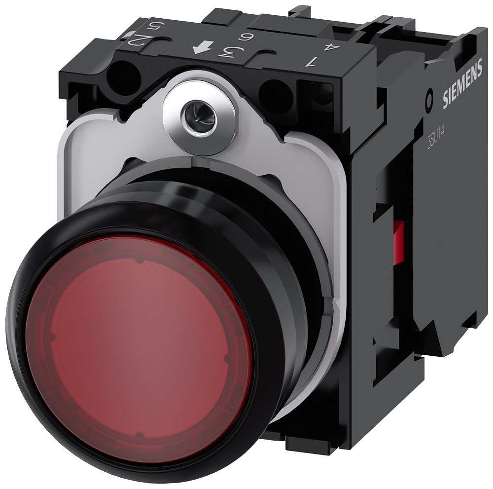 Pulsador luminoso Siemens 3SU1106-0AB20-1CA0 vista del producto