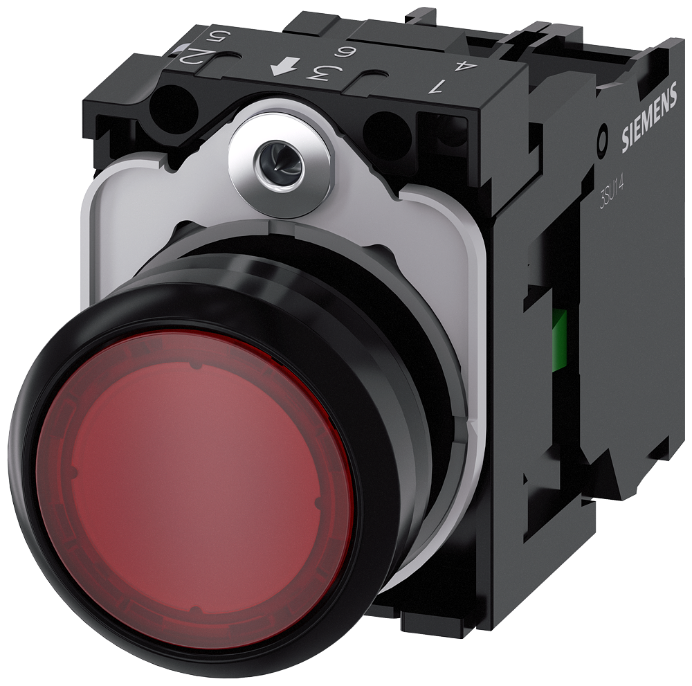 Pulsador luminoso Siemens 3SU1102-0AB20-1BA0 rojo 22 mm