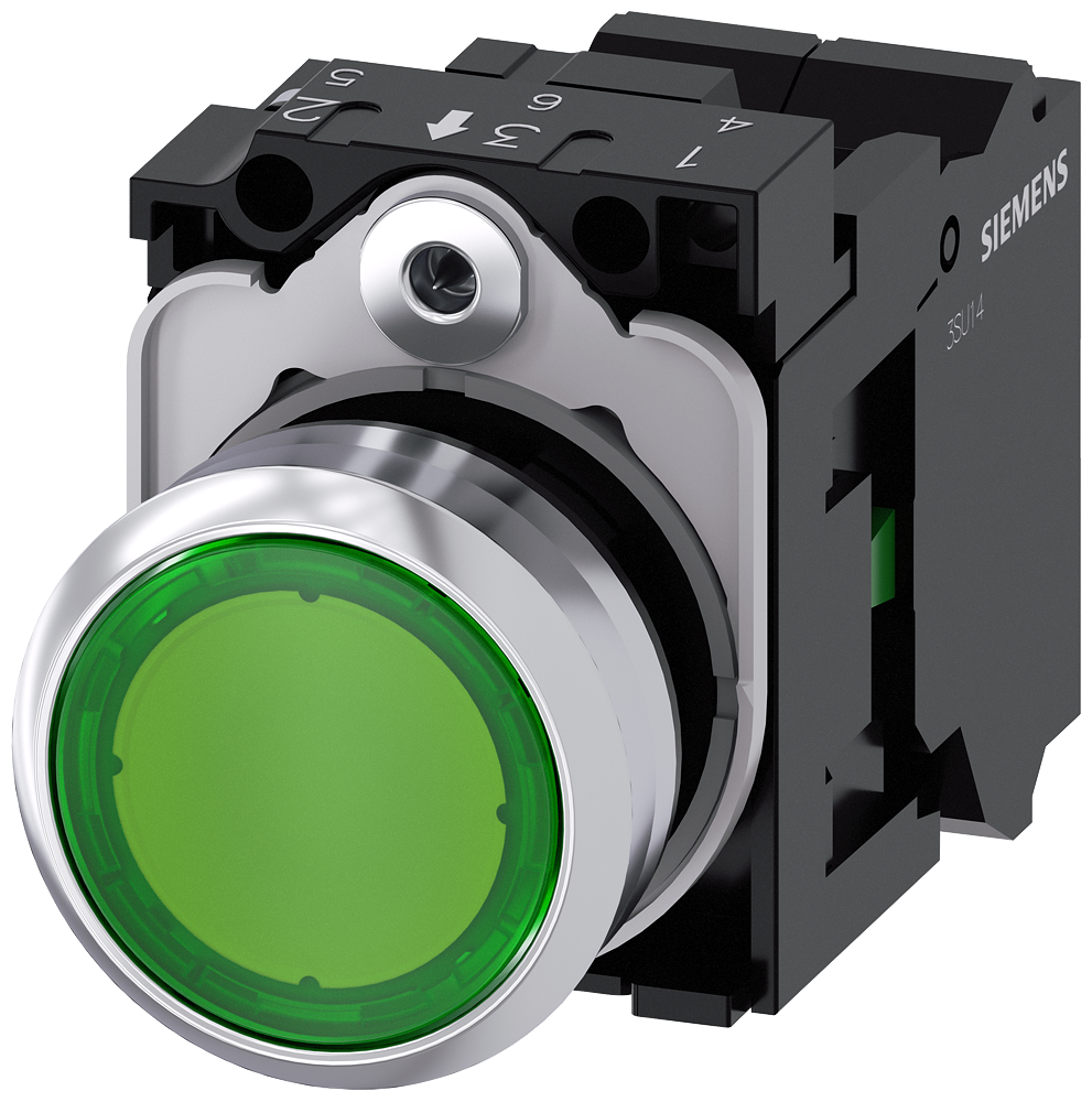 Pulsador luminoso Siemens 3SU1153-0AB40-3BA0 vista del producto